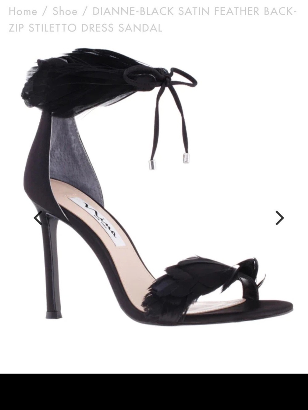 Nina Dianne  Satin Feather Ankle-Tie Stiletto Sandal